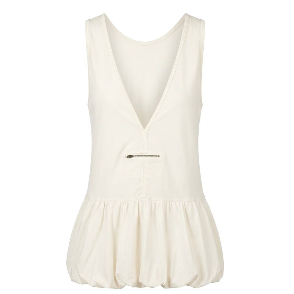 FP Movement Free People White Bubble Hem V-Neck Tunic Dress Medium